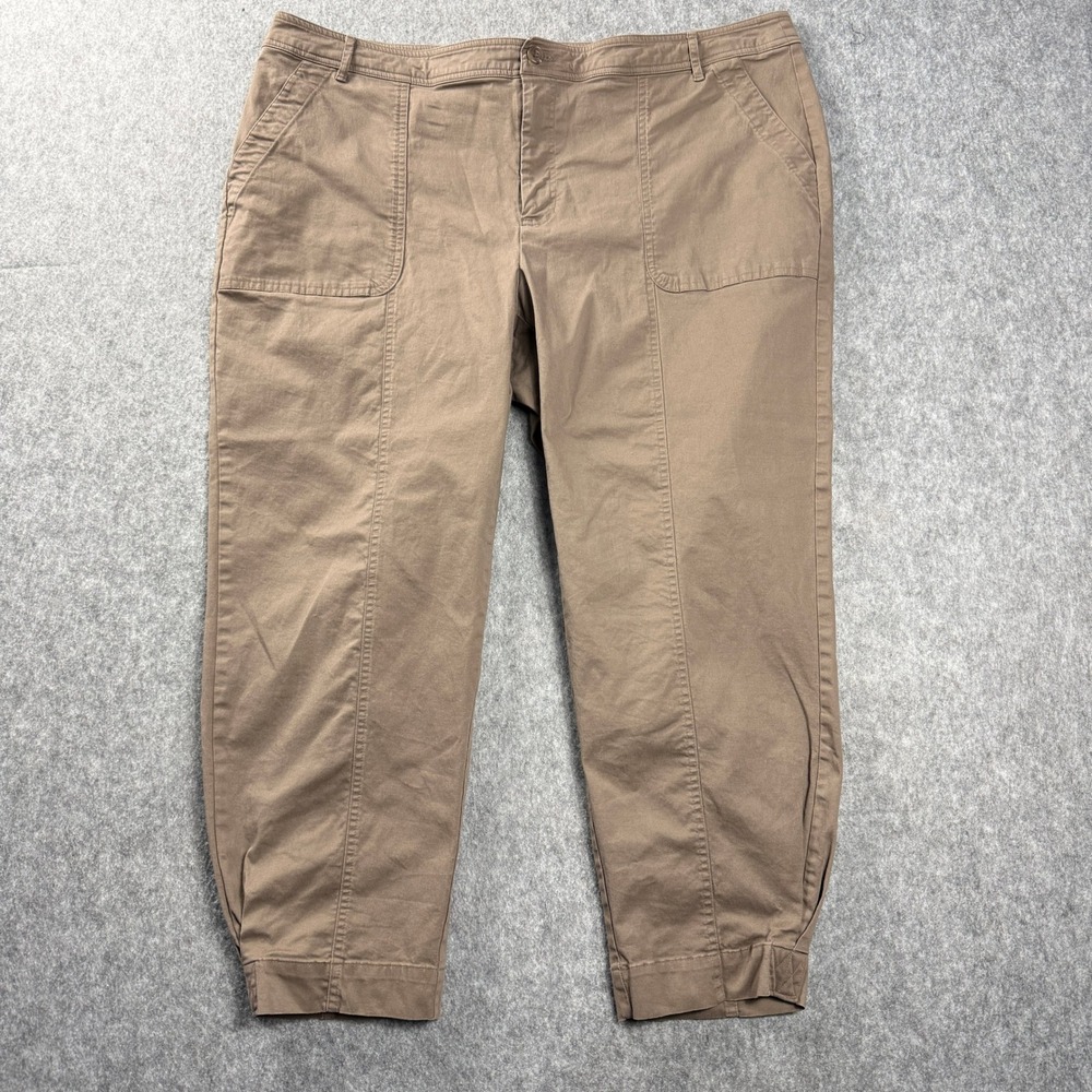 On 34th Women's Wide Leg Pants 18W High Rise Carmel Brown Front Square Pocket